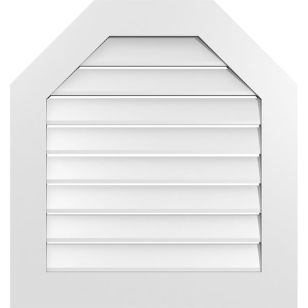 Ekena Millwork Octagonal Top Surface Mount PVC Gable Vent: Functional, w/ 3-1/2"W x 1"P Standard Frame, 28"W x 30"H GVPOT28X3001SF